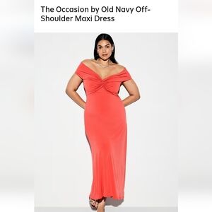 NWT Old Navy Vibrant Coral Off-Shoulder Maxi Dress